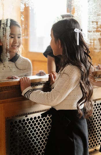 Kids' Organic Peter Pan Collar Sweater Dress with Bow