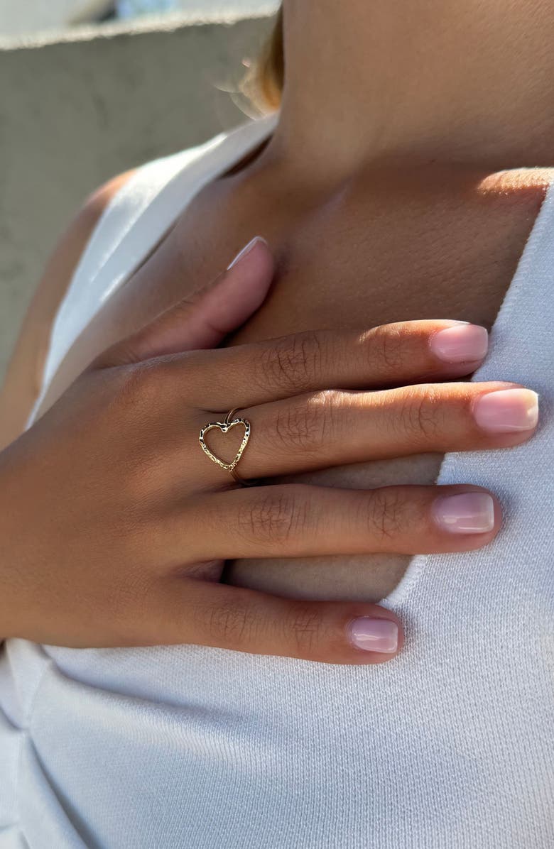 Adornia Hammered Open Heart Ring, Alternate, color, Gold