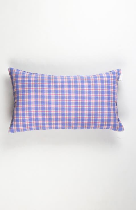 Handwoven Classic Gingham Rectangle Cotton Throw Pillow