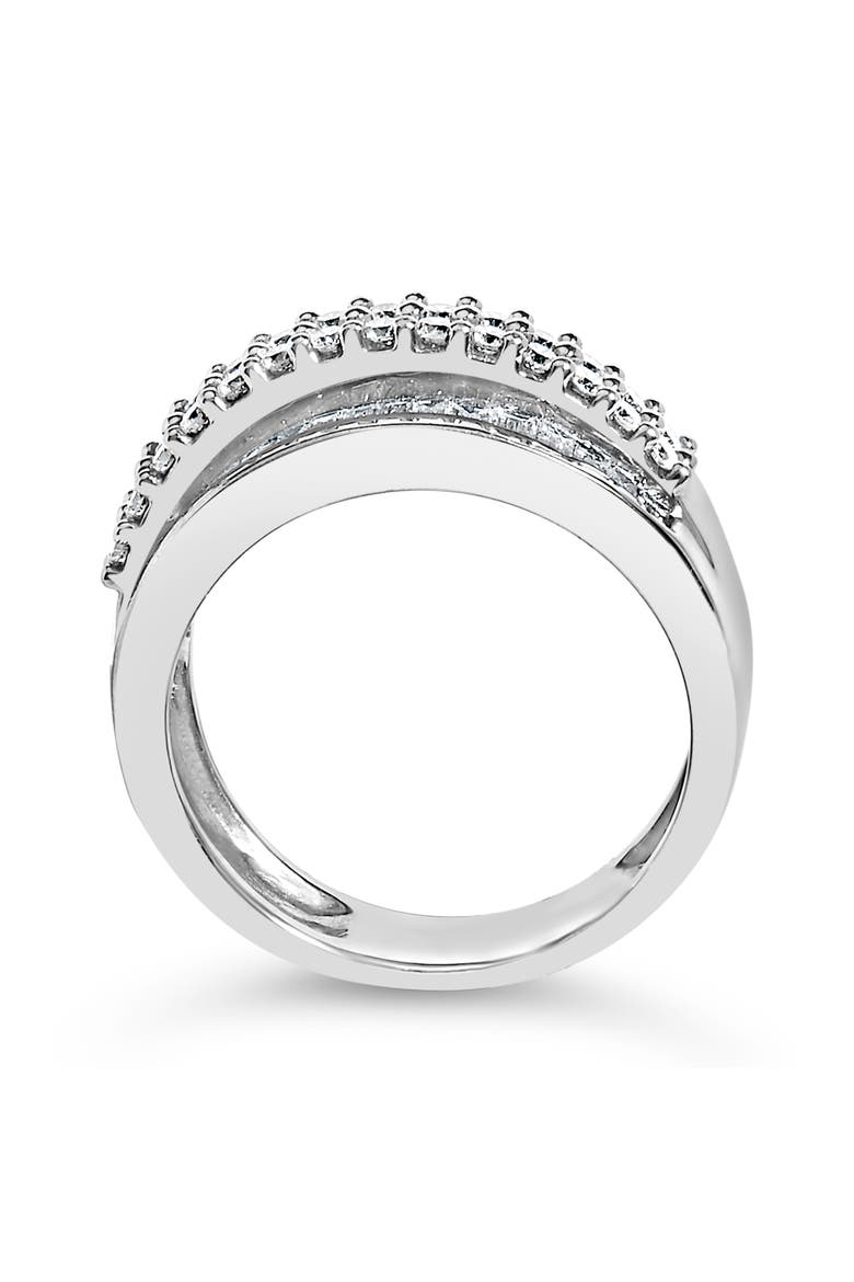 14K White Gold Round and Baguette 1 1/2 Cttw Diamond Ring, Alternate, color, White Gold