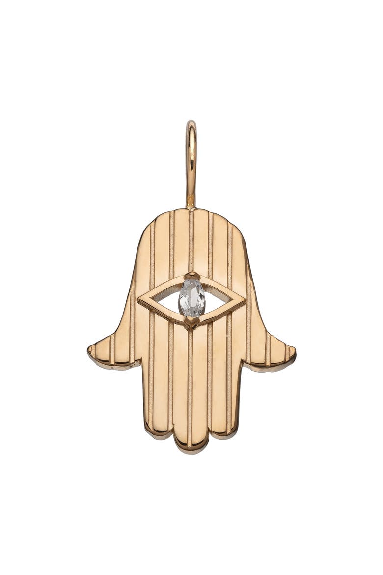 Sari Hamsa Charm, Main, color, 14K YELLOW GOLD PLATED SILVER