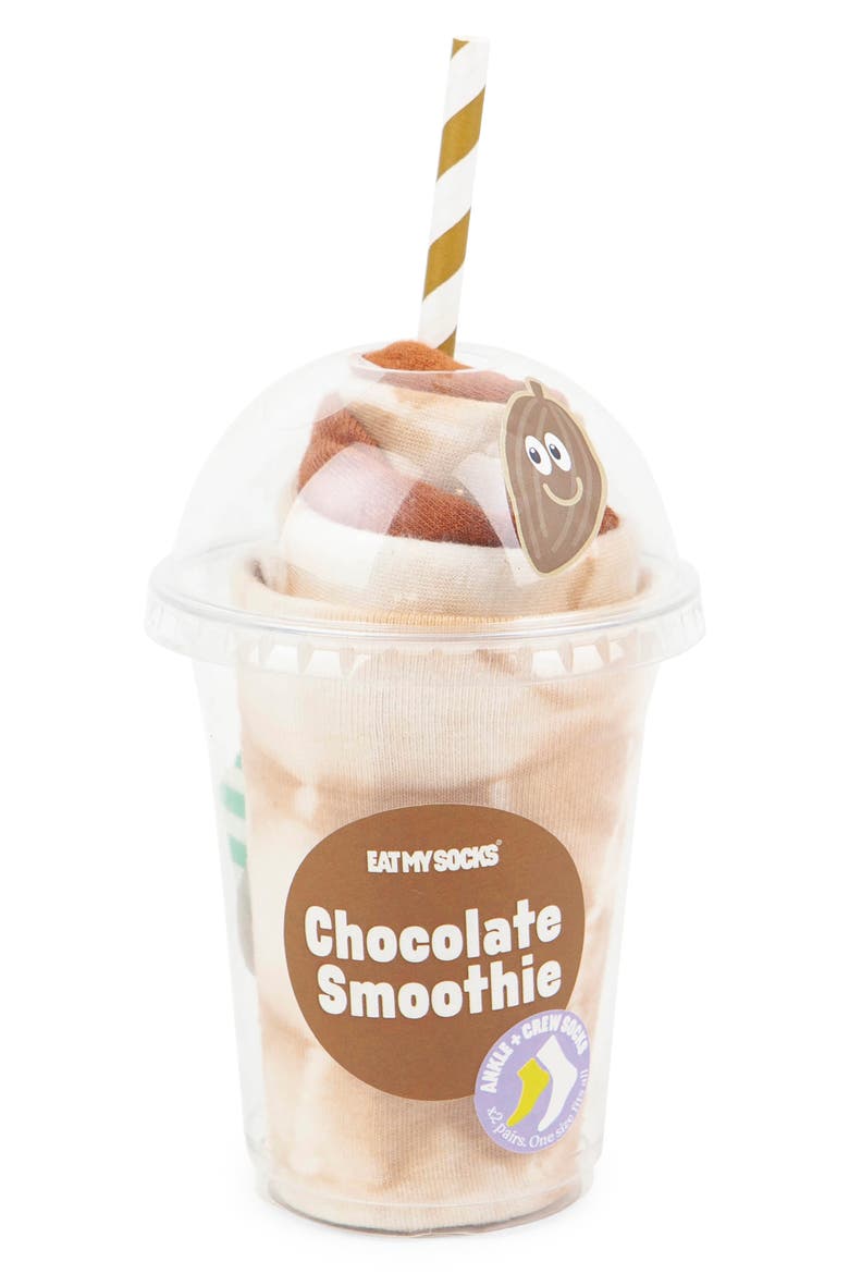 Assorted 2-Pack Chocolate Smoothie 3D Crew & Ankle Socks, Alternate, color, MULTICOLOR