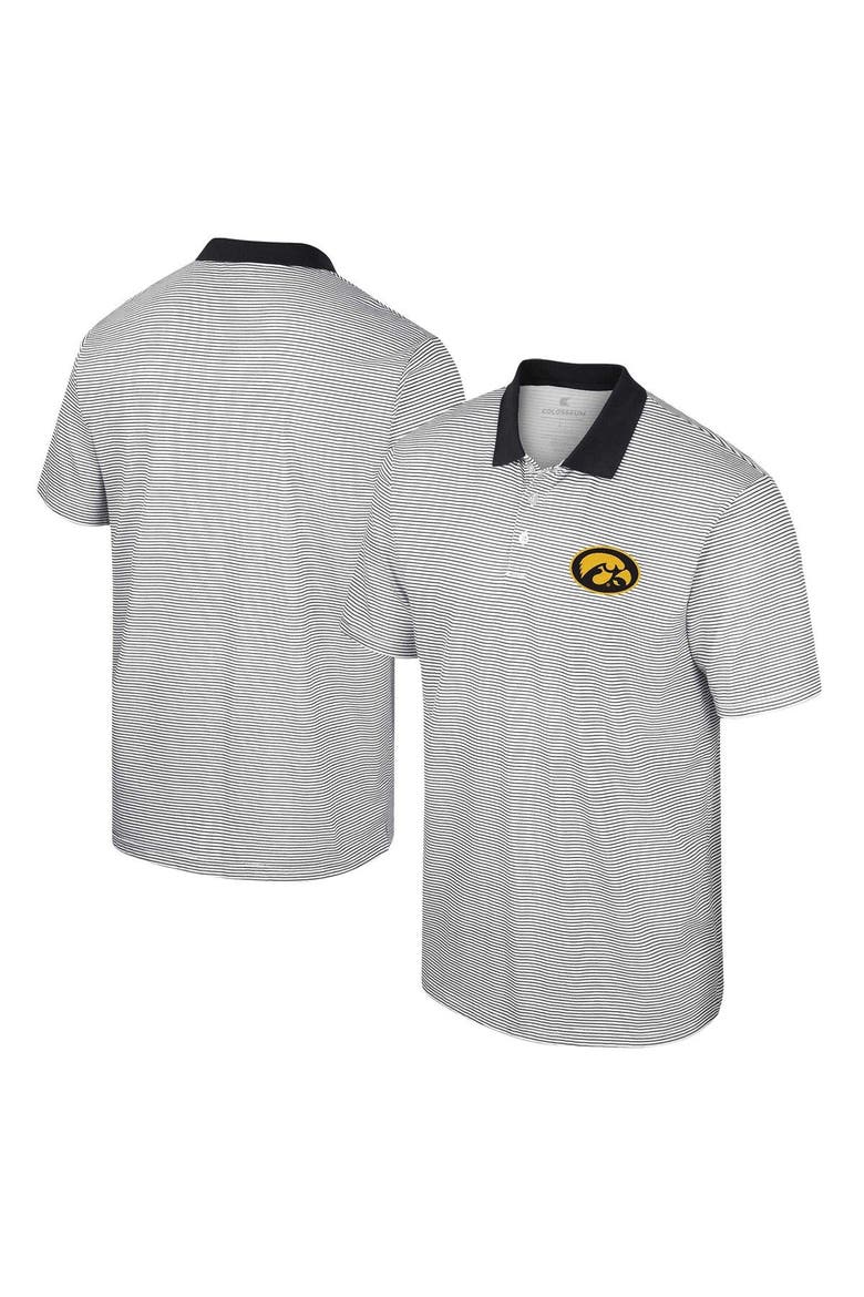 Men's Colosseum White Iowa Hawkeyes Print Stripe Polo, Main, color, White