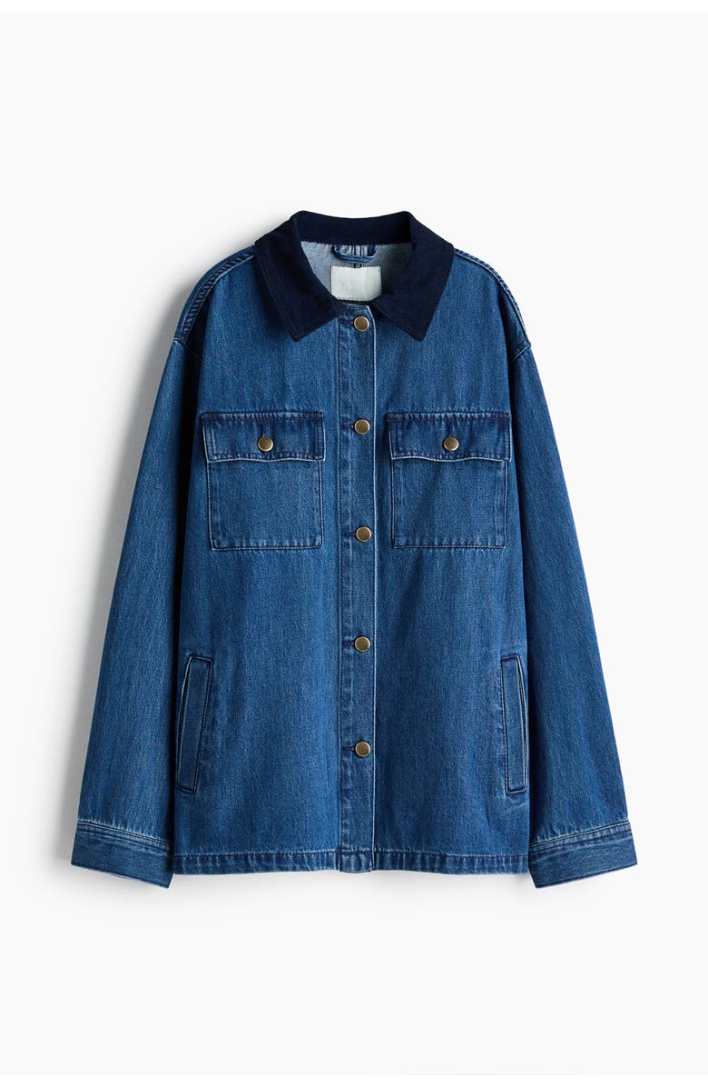 H&M Corduroy-collar Denim Jacket, Main, color, Denim Blue