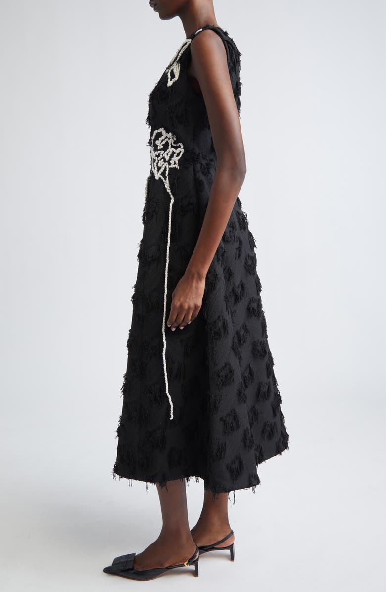 Erdem Embroidered Fil Coupé Jacquard Midi Dress, Alternate, color, Black