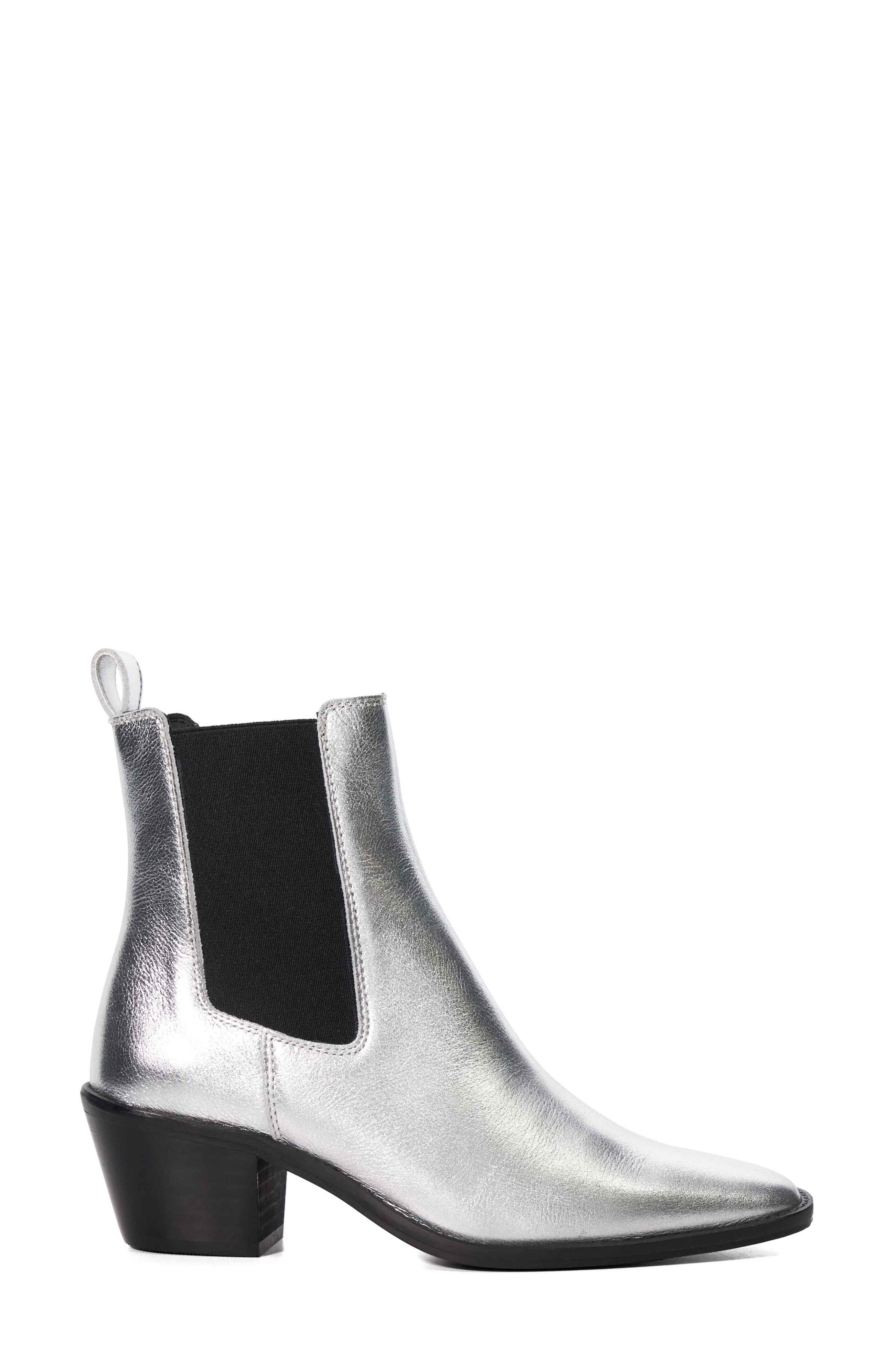 Dune London Pexas Chelsea Boot, Alternate, color, Silver-Leather