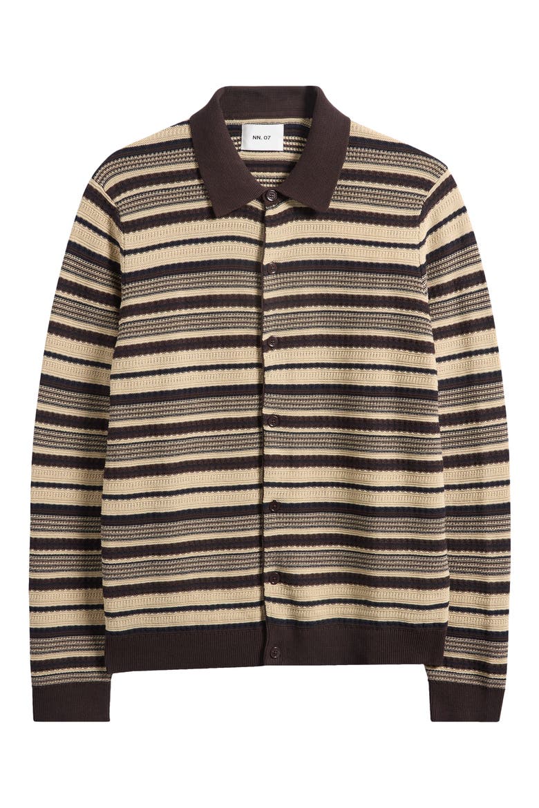 Nolan 6686 Stripe Organic Cotton Polo Cardigan, Alternate, color, DUSKY PORT