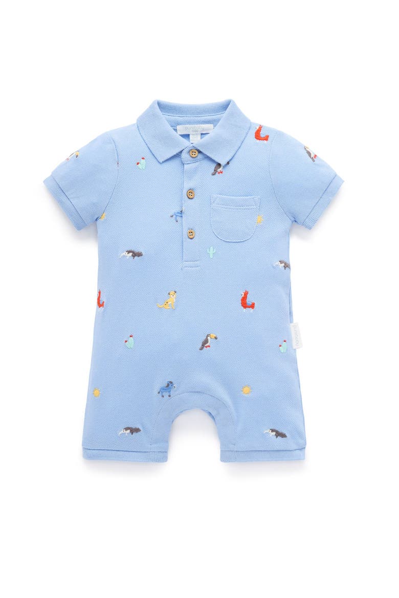 Embroidered Polo Romper, Main, color, Animal Fiesta Broderie
