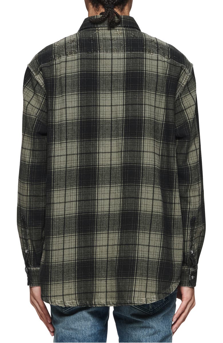 PURPLE BRAND Oversize Plaid Flannel Button-Up Shirt, Alternate, color, Green