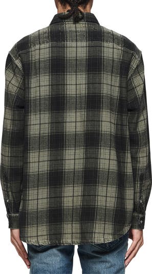 Oversize Plaid Flannel Button-Up Shirt