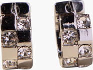Nickel & Suede Pavé Checkered Huggies