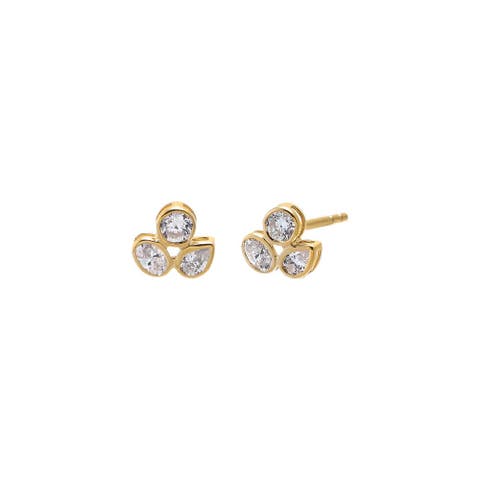Lab Grown Diamond Oval/Pear Bezel Stud Earring 14K