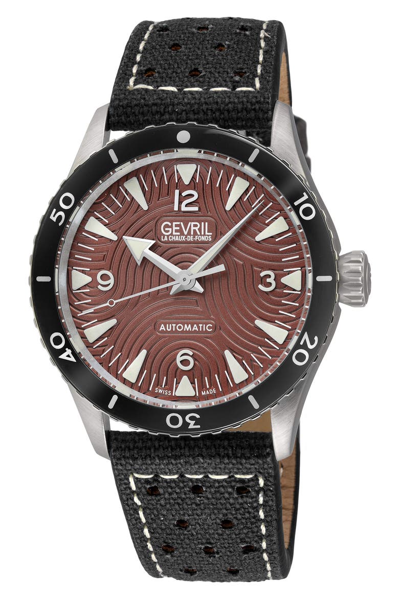 Franklin Automatic Canvas Strap Watch, 40mm, Main, color, BLACK
