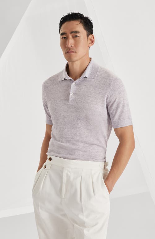 Brunello Cucinelli Linen Polo Shirt In Lilac