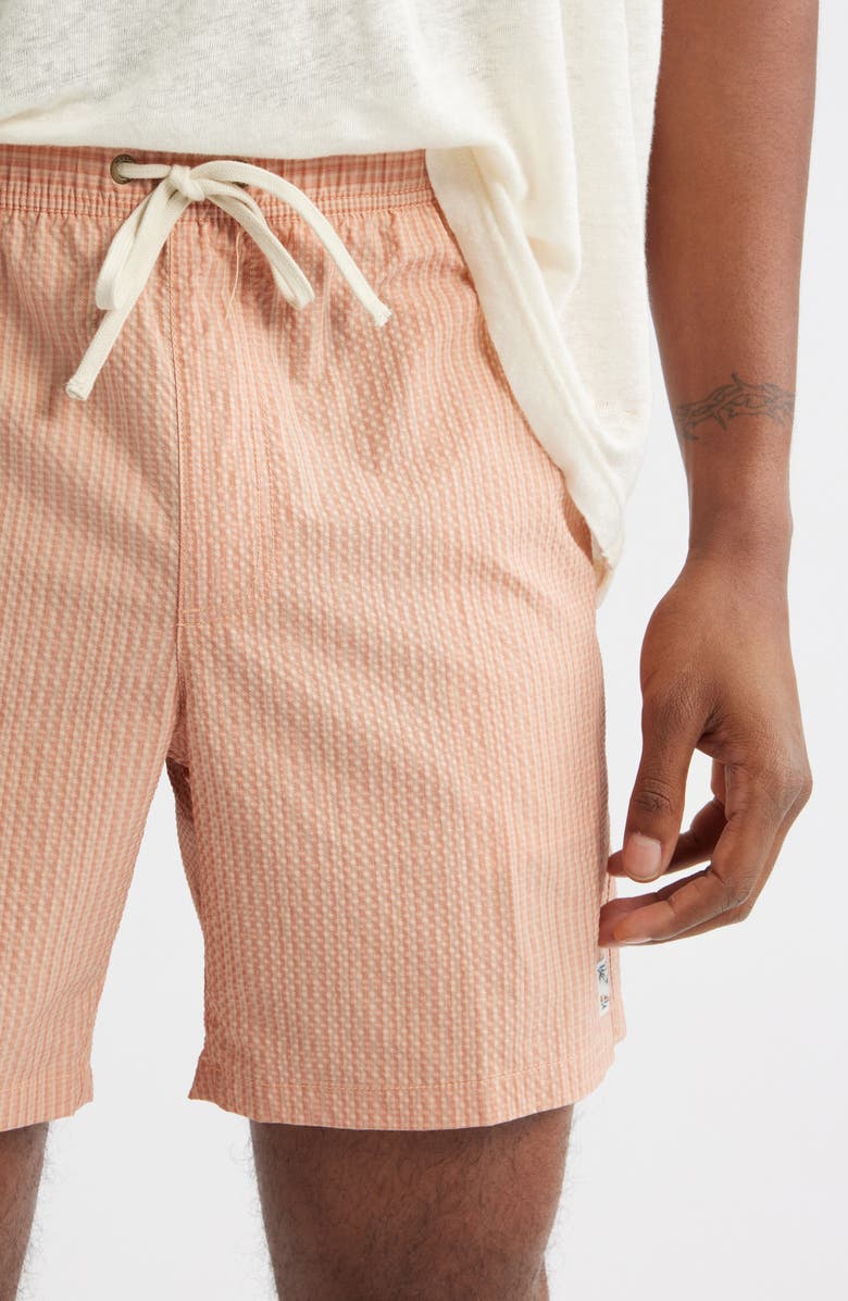 RVCA Exotica Stripe Seersucker Drawstring Shorts, Alternate, color, Apricot