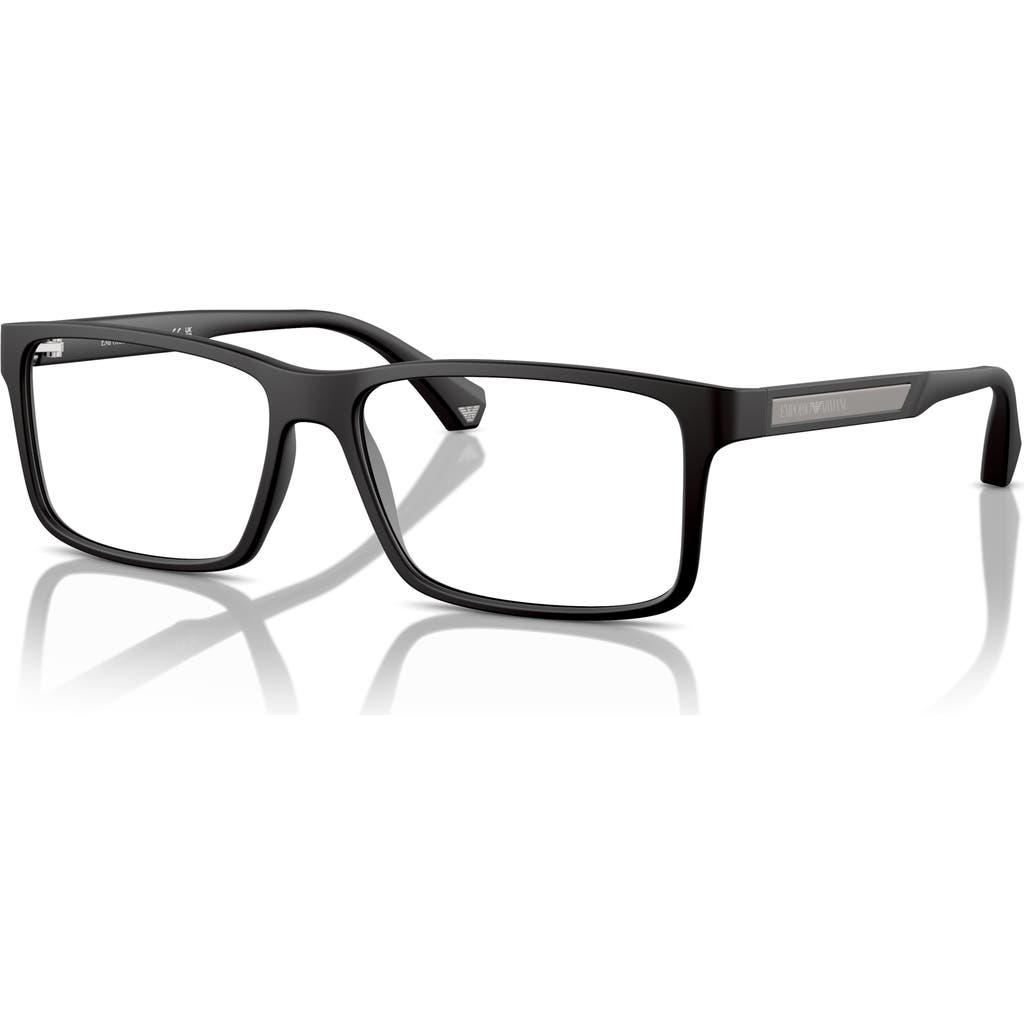 Emporio Armani 56mm Rectangle Optical Glasses In Black