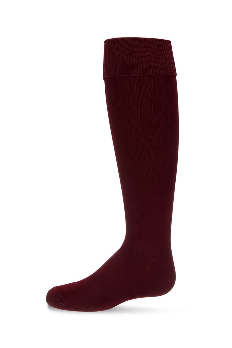 Cuffed Opaque Knee High Socks, Main, color, Dark Maroon