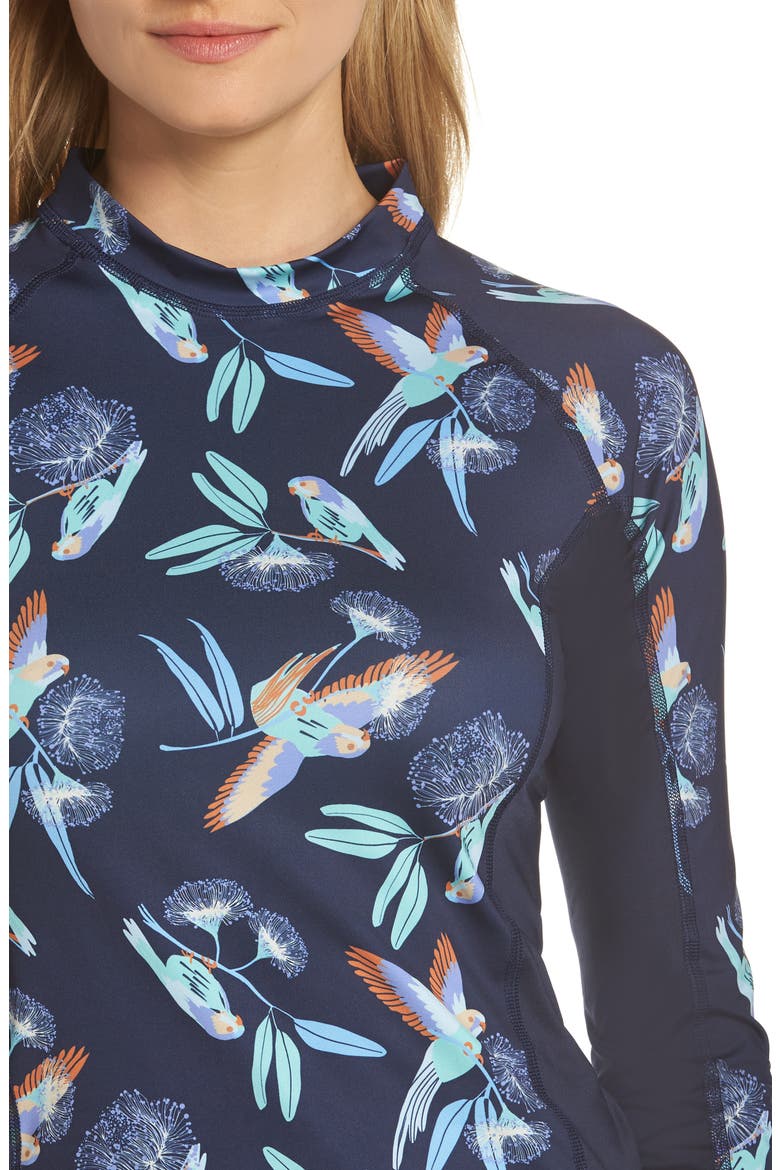 Micro Swell Rashguard, Alternate, color, PARROTS SMALL NEO NAVY