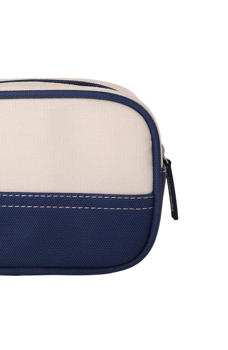 Lands' End Medium Rectangular Dopp Kit for Travel, Striped Canvas Toiletry Bag with Top Zip, Alternate, color, Navy