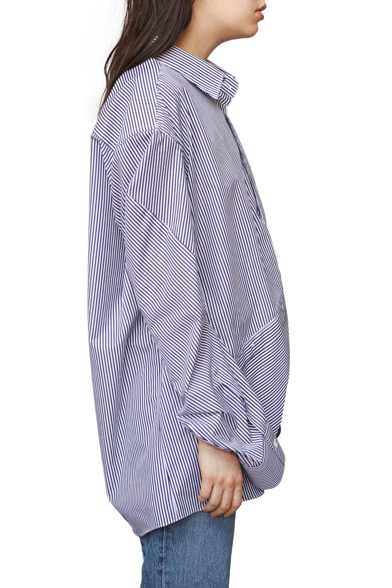 Stripe Cotton Shirt, Alternate, color, NAVY / WHITE STRIPE