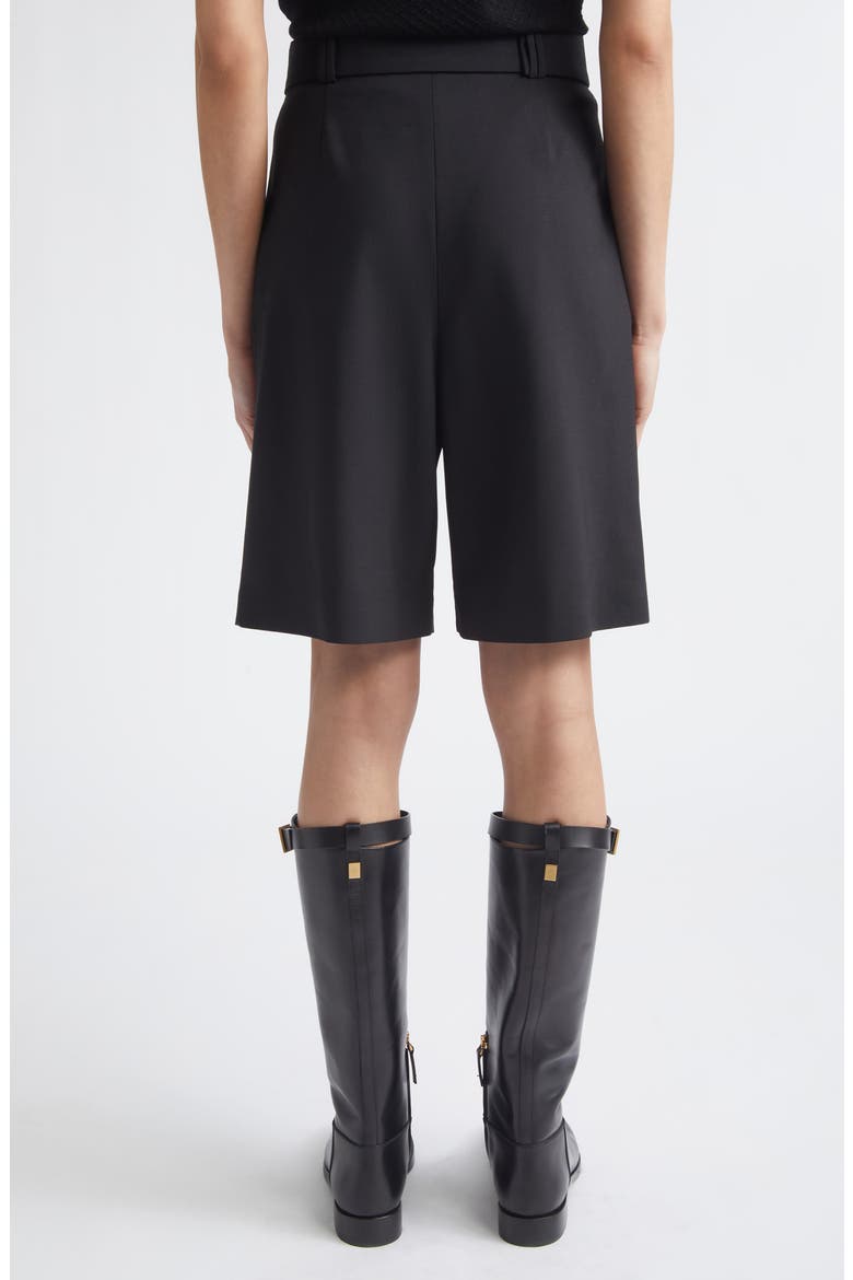 Belted Stretch Virgin Wool Shorts, Alternate, color, 22 BLACK
