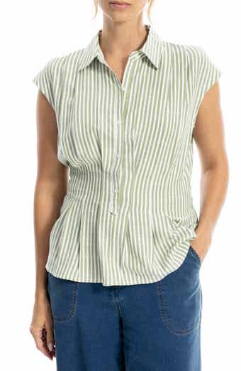 MAX STUDIO Pin Tuck Pleat Button Front Shirt