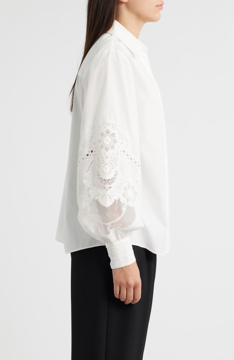 KOBI HALPERIN Calla Lace Accent Button-Up Shirt, Alternate, color, White