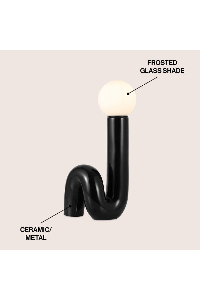 Katya 18" Scandinavian Minimalist Ceramic Spiral Tube LED Table Lamp, Alternate, color, Black