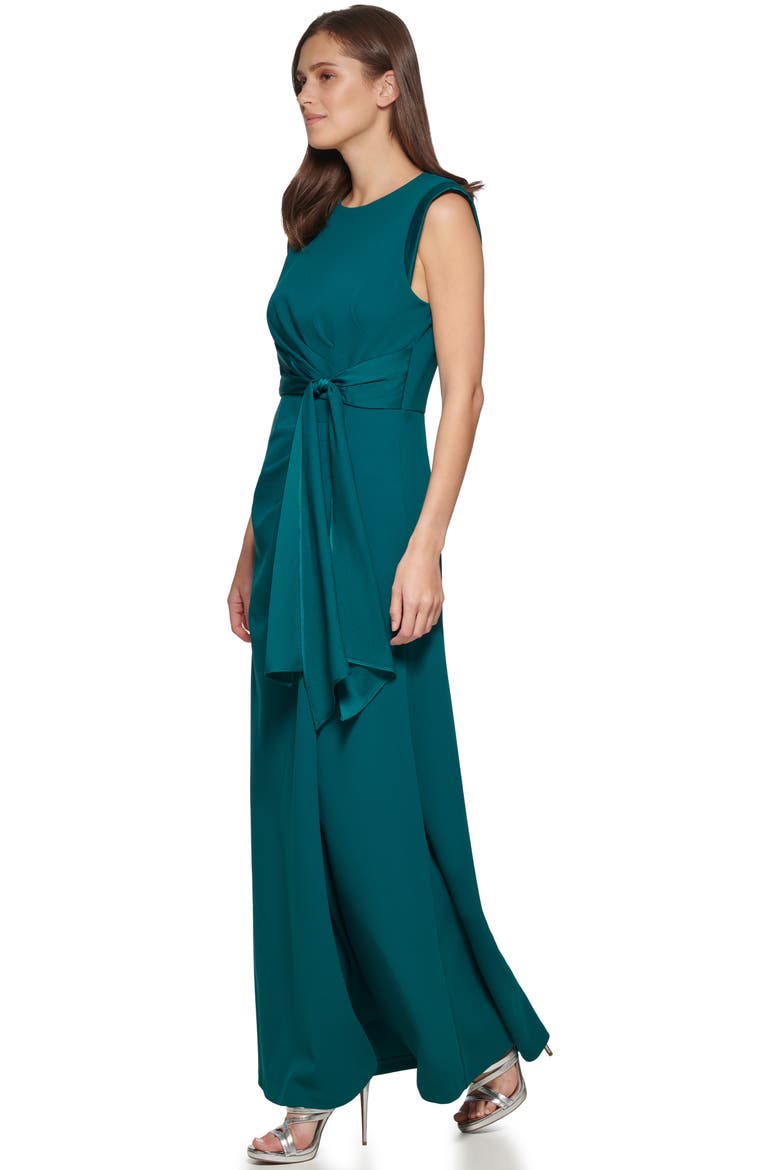 Cap Sleeve Side Tie Gown, Alternate, color, FOREST GREEN