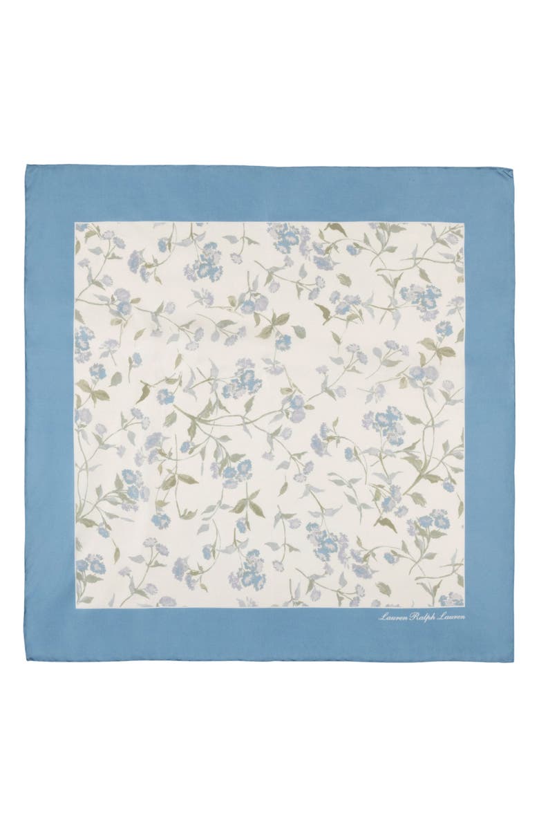 Lauren Ralph Lauren Small Floral Silk Square Scarf, Alternate, color, Blue