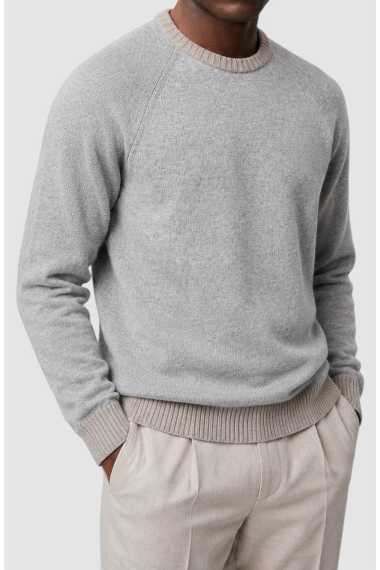 Contrast Crewneck Wool Blend Sweater, Main, color, PLATINUM