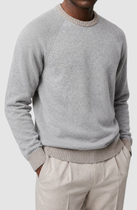 Contrast Crewneck Wool Blend Sweater
