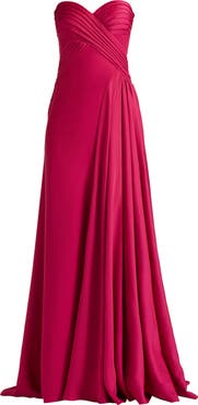 Tadashi Shoji Strapless Pleat Crepe Gown