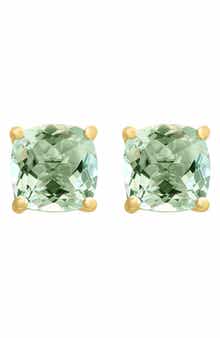 EFFY 14K Yellow Gold Cushion Cut Green Quartz Stud Earrings