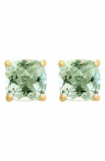 EFFY 14K Yellow Gold Cushion Cut Green Quartz Stud Earrings