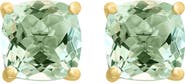 EFFY 14K Yellow Gold Cushion Cut Green Quartz Stud Earrings