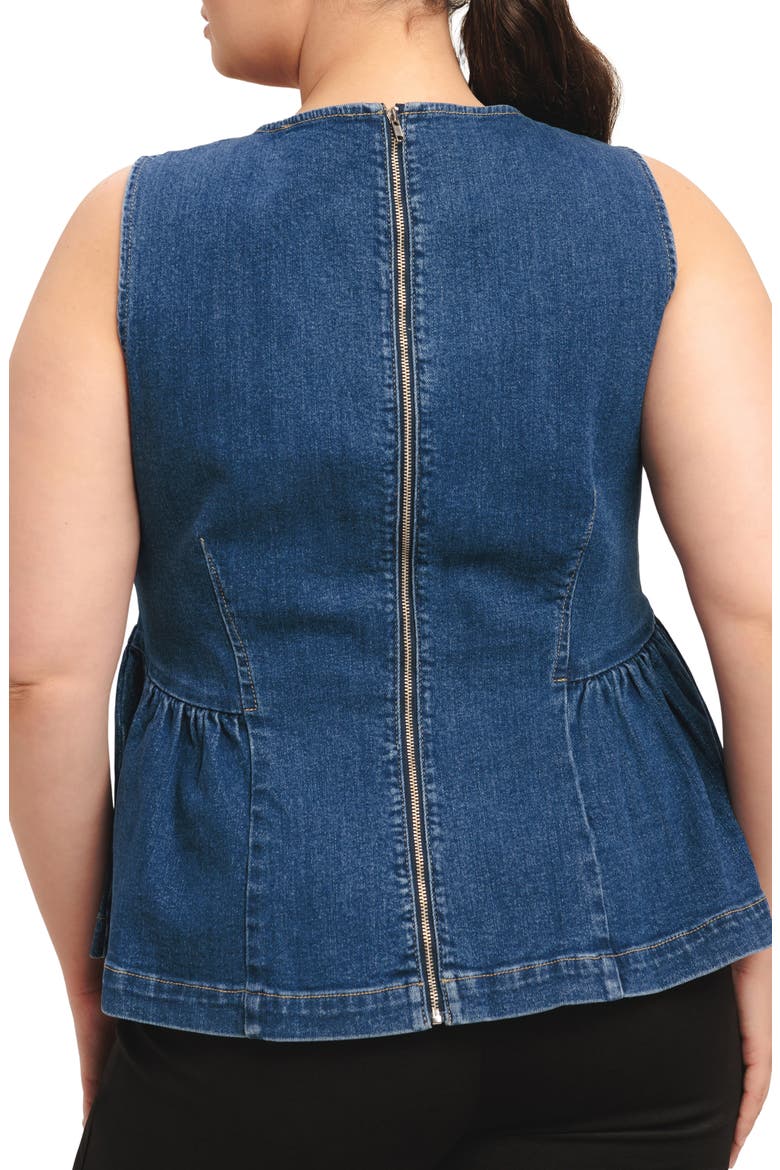 Denim Peplum Top, Alternate, color, MEDIUM INDIGO