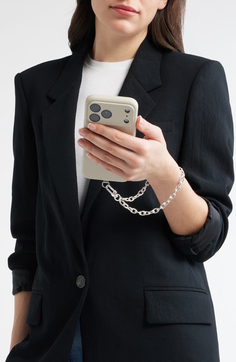 Chelsea28 Oval Chain Link Phone Wrist Strap, Alternate, color, Silver