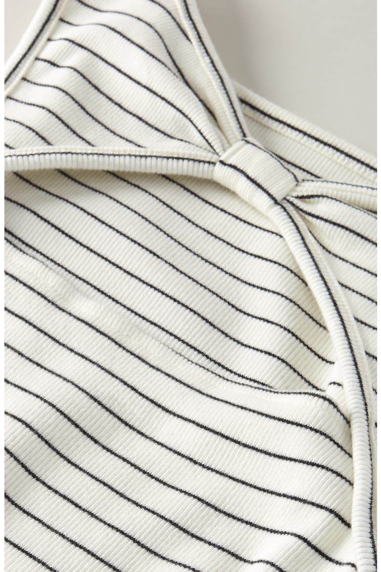 Kids' Open Back Cotton Blend Rib Dress, Alternate, color, IVORY- BLACK JODIE STRIPE