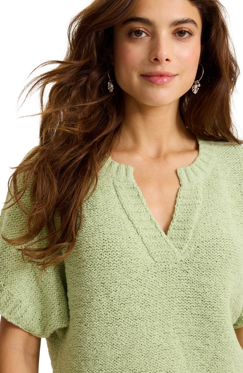 Tommy Bahama Harbor Pebble Short Sleeve Cotton Blend Sweater, Alternate, color, Extra Light Margarita