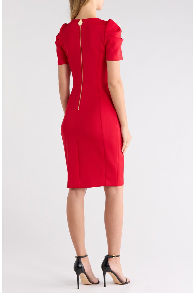 Short Sleeve Scuba Sheath Dress, Alternate, color, RED