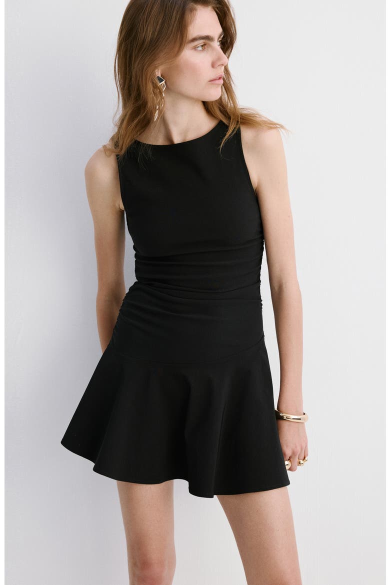 Sleeveless A-Line Minidress, Alternate, color, BLACK