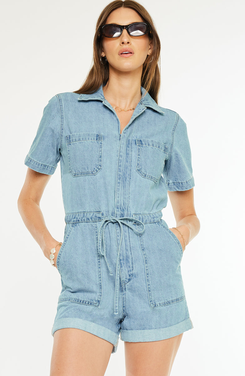 Kancan Mailene Denim Romper In Multi