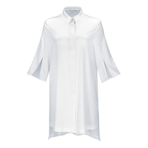 Alas Silk Long Shirt Dress In White