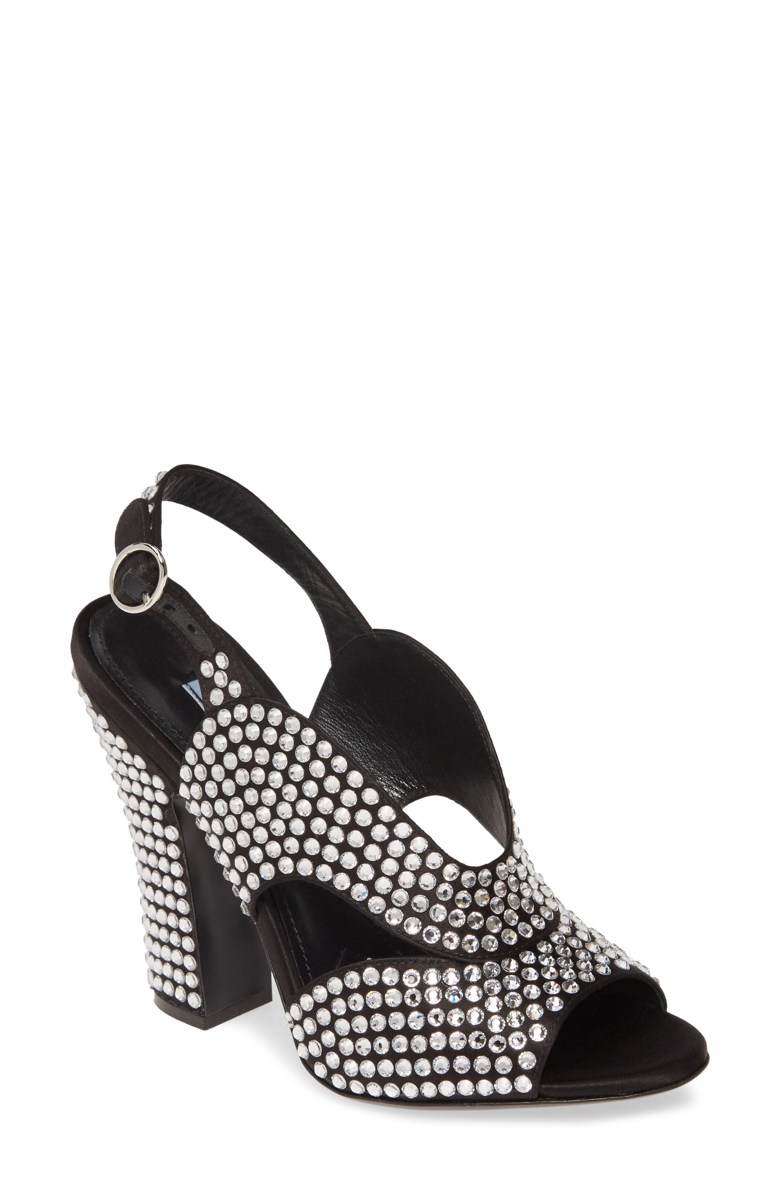 Prada Jewel Slingback Sandal, Main, color, 