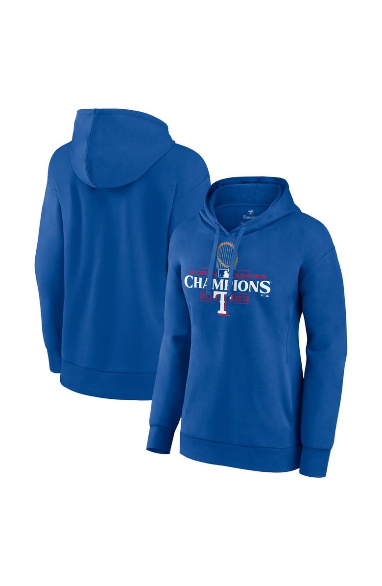 FANATICS Women's Fanatics Branded Royal Texas Rangers 2023 World Series Champions Plus Size Trophy Logo Pullover Hoodie, Alternate, color, 