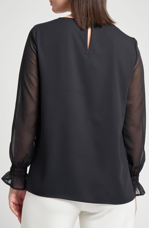Ming Wang Crêpe De Chine Poet Top In Black