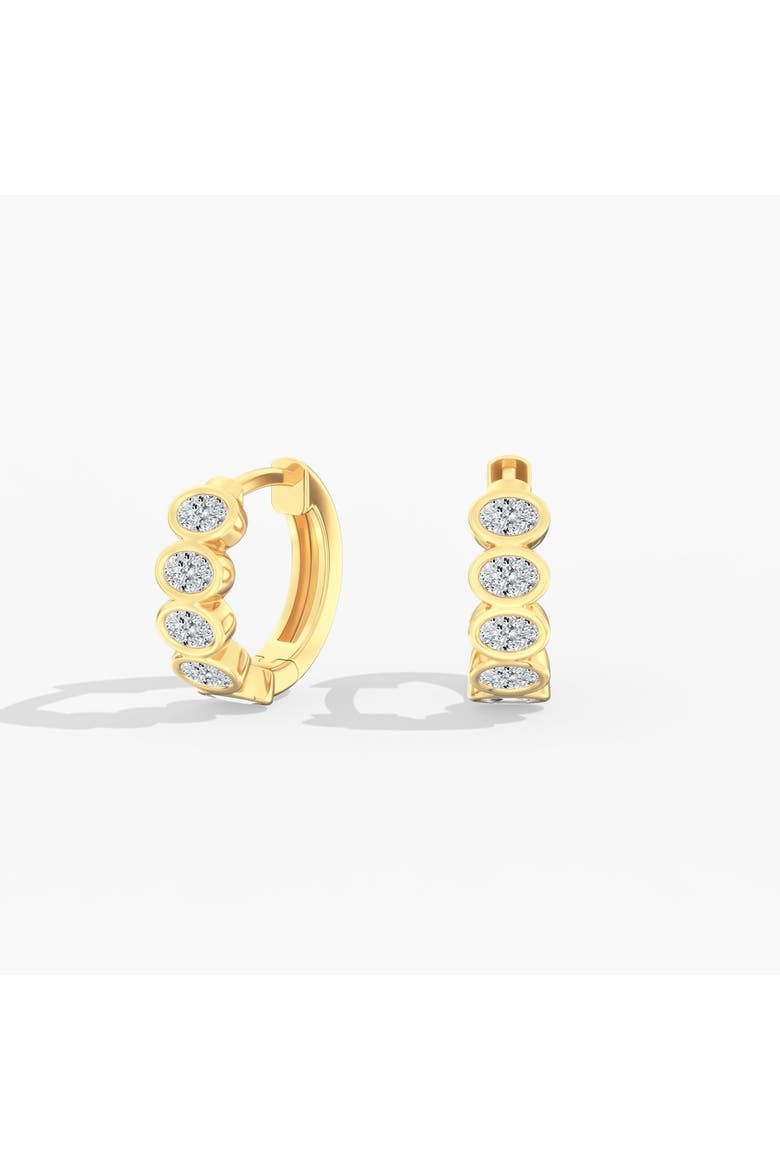 East West Oval Bezel Lab Diamond Huggie in 14K Gold, Main, color, Yellow Gold