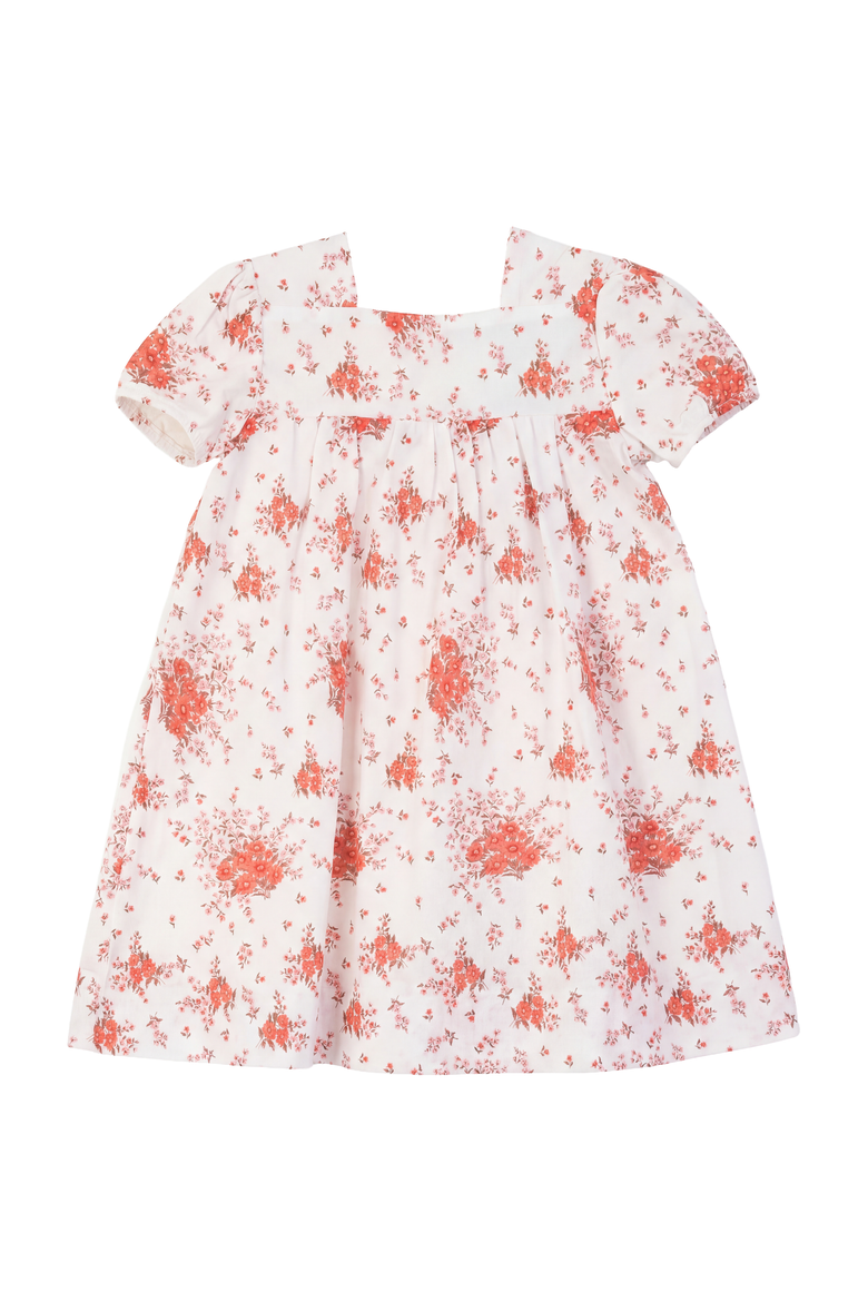 Floral Print Woven Square Neckline and Puff Sleeves Dress, Main, color, Pink Floral