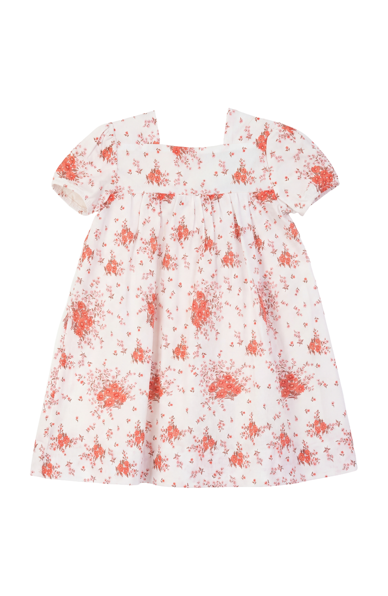 Space Grey Floral Print Woven Square Neckline and Puff Sleeves Dress, Main, color, Pink Floral